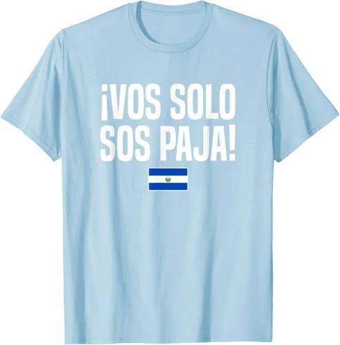Vista 85 de Camiseta Vos Solo Sos Paja Salvadoran Slang Bandera de El Salvador, Negro