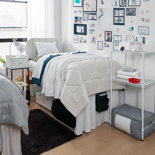 Vista 2 de DormCo Completamente cargado – Juego de ropa de cama individual XL para dormitorio de dormitorio + paquete de artículos esenciales – Jet
