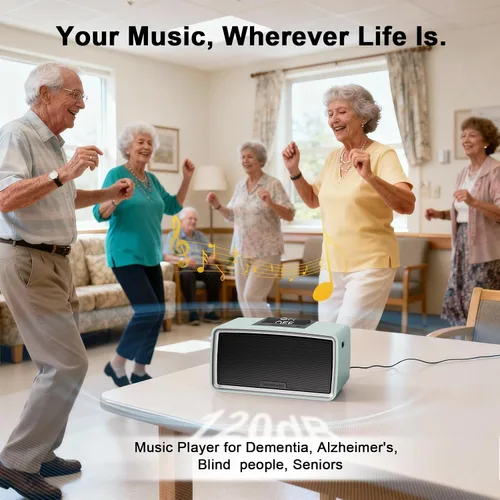 Vista 7 de Reproductor de música simple con botón grande para personas mayores, reproductor de MP3 fácil para ancianos, demencia, ciegos, alzheimer y personas
