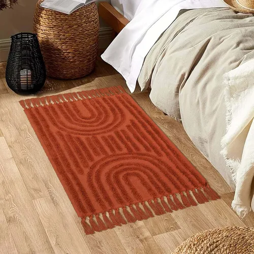 Vista 3 de LEEVNA - Alfombra de baño lavable estilo bohemio de 2 x 3 pulgadas, tejida