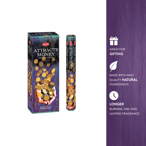 Vista 4 de Atrae dinero - Caja de seis tubos de 0.71 oz - HEM Incense