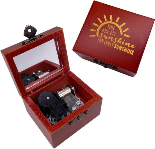 Vista 7 de Youtang - Caja de música de madera tallada con mecanismo de cuerda, regalo de Navidad, cumpleaños, Día de San Valentín