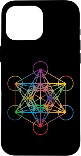 Vista 19 de iPhone 16 Geometría Sagrada Metatrón Cubo Chakra con Funda Geométrica