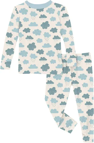Vista 4 de KicKee Pants Conjunto de pijama de manga larga con estampado de piezas
