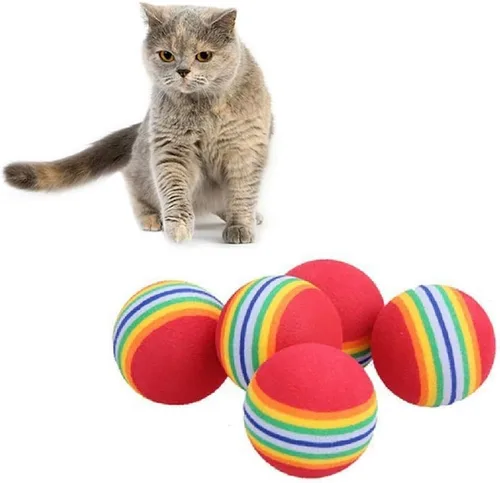 Vista 5 de Bolas suaves coloridas del juego del arco iris de la espuma para los juguetes del perro y del gato del animal doméstico (12)