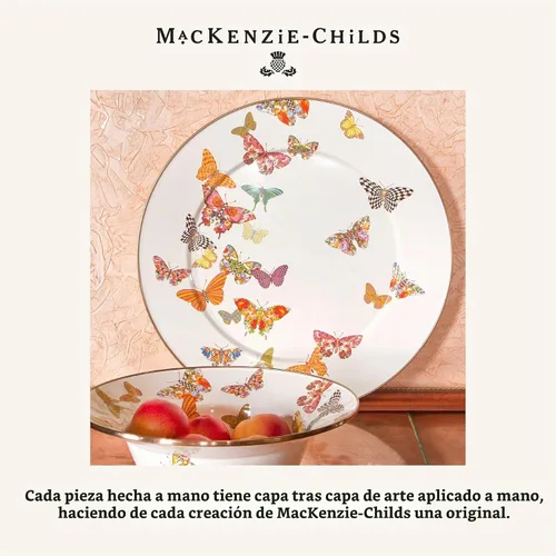 Vista 6 de MACKENZIE-CHILDS - Taza esmaltada, 16 onzas, jardín de mariposas Butterfly Garden
