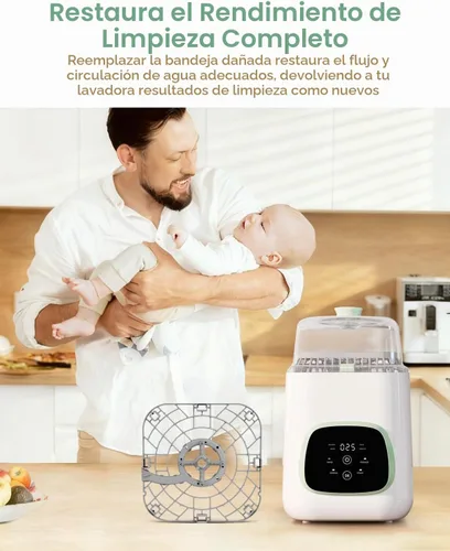 Vista 6 de Tiga Bandeja inferior de repuesto para lavadora de botellas Momcozy compatible con KleanPal Pro – Parte de repuesto de bandeja base duradera