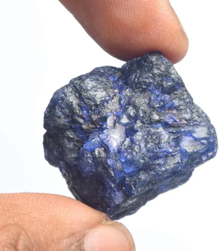 Vista 2 de GEMHUB Zafiro rugoso suelto 72.00 ct Piedra curativa de zafiro azul natural, zafiro en bruto para la fabricación de joyas, Gema, azul