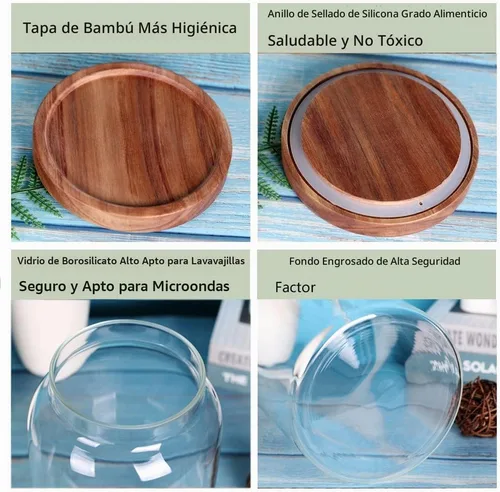 Vista 3 de LEAVES AND TREES Y Tarro de vidrio de 1 galón con tapa hermética y parte inferior antideslizante para almacenamiento de alimentos secos