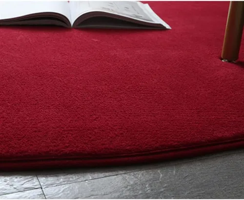 Vista 3 de Alfombra redonda sólida gruesa antideslizante, alfombra de felpa suave y esponjosa para sala de estar, dormitorio, habitación de los niños, Beige