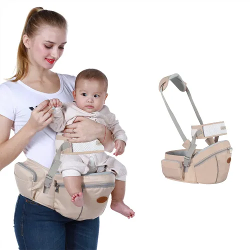 Vista 9 de Portabebés con Asiento de Cadera para Bebé, Taburete de Cintura para Niño Infante Pequeño con Correa Ajustable, Hebilla, Bolsillo, Interior Suave