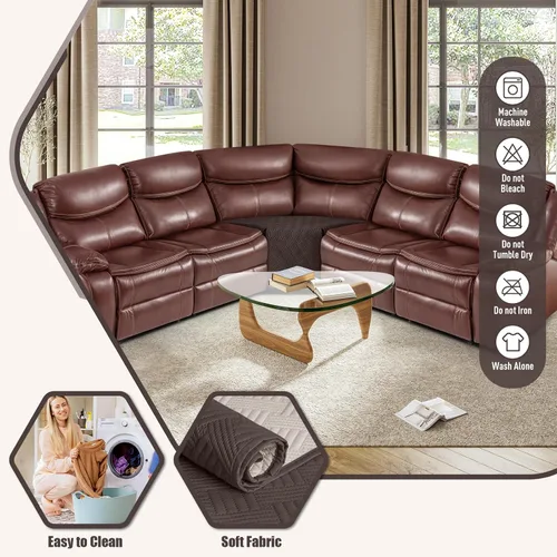Vista 6 de KinCam Fundas impermeables para sofá modular reclinable, fundas de sofá reclinable de gran tamaño para sofá en forma de L, funda de sofá Chocolate