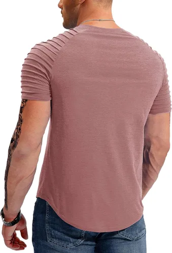 Vista 3 de Pinkbomb Camisetas musculosas para hombre, camiseta de manga corta, atlética, entrenamiento, gimnasio, ajustadas, para hombre