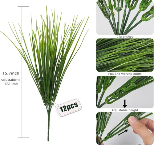 Vista 2 de RECUTMS Plantas de césped artificial para exteriores, arbustos de Hierba verde