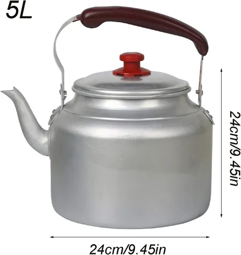 Vista 5 de Tetera de aluminio, tetera tradicional ergonómica de gran capacidad para cocinas domésticas (tamaño 5L)