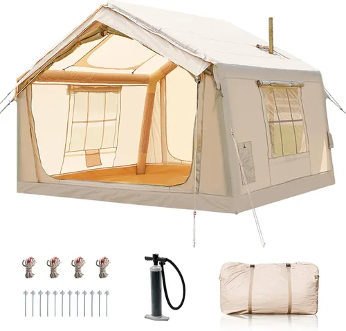 Vista 17 de Inflatable Tents for Camping, Blow Up Tent with Hand Pump, Easy Setup Inflatable Hot Tent with Stove Jack, Waterproof Oxford Air Glamping Tents for
