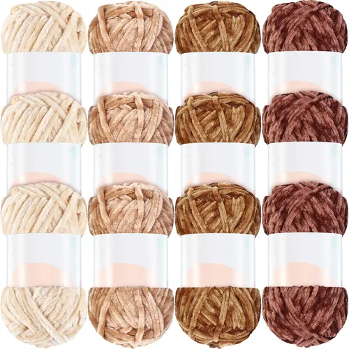 Vista 11 de Xinnun 12 madejas 1116 yardas hilo de felpilla de terciopelo suave grueso de felpa a granel para crochet tejer manta manualidades DIY tejido, 6mm