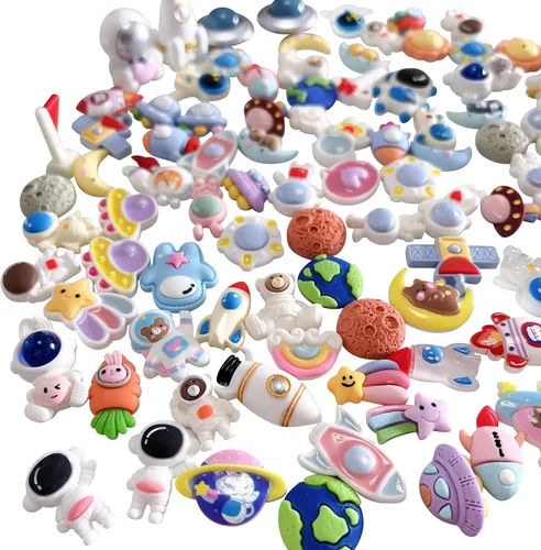 Vista 3 de 100 piezas Mini Space Planet Astronauta Decoración Mixta de Espalda Plana Conjuntos de Resina para DIY Casa de Muñecas Funda Teléfono