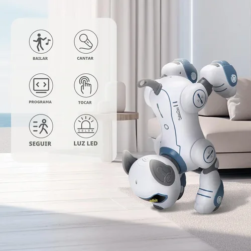 Vista 5 de Perro Robot de Juguete con Control Remoto: Perro Robótico Programable para Niños, Perro Robot Interactivo Inteligente, Mascota Robot que Baila