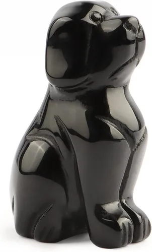 Vista 9 de Artistone Estatua de animales de cristal de amatista de 2 pulgadas con piedras preciosas talladas para cachorro, escultura artesanal para decoración