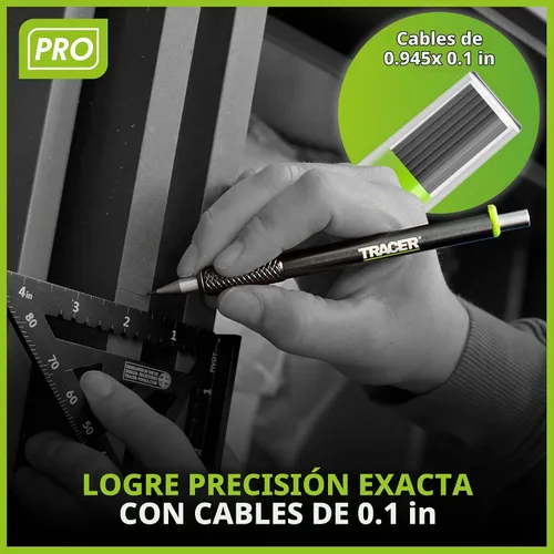 Vista 3 de Tracer Pro Series Lápiz de Precisión con 24 Minas de Repuesto de 1.3mm (0.051 in) y Fundas para Sitio - Kit de Marcado de Precisión de Aluminio