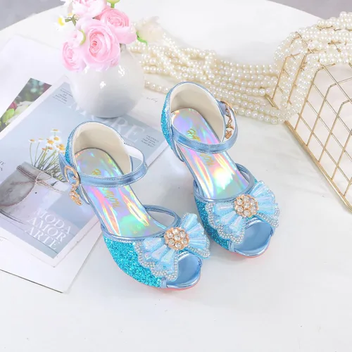 Vista 5 de Zapatos para niñas Sparkle Mary Jane Zapatos de tacón bajo Princesa Flor Boda Fiesta Zapatos de vestir