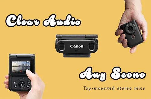 Vista 3 de Canon PowerShot V10 Cámara compacta para vlogging, sensor CMOS de 1 pulgada, transmisión de video 4K, lente de zoom de ángulo ancho integrado, LCD
