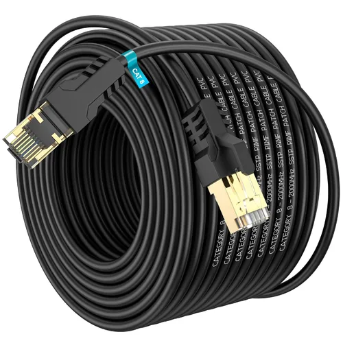 Vista 11 de Cable Ethernet Cat 8 de 3 pies, 6 pies, 10 pies, 20 pies, 40 pies, 50 pies, 100 pies, 150 pies, 40 pies, 40 Gbps, 2000 Mhz, 26 AWG, conector RJ45