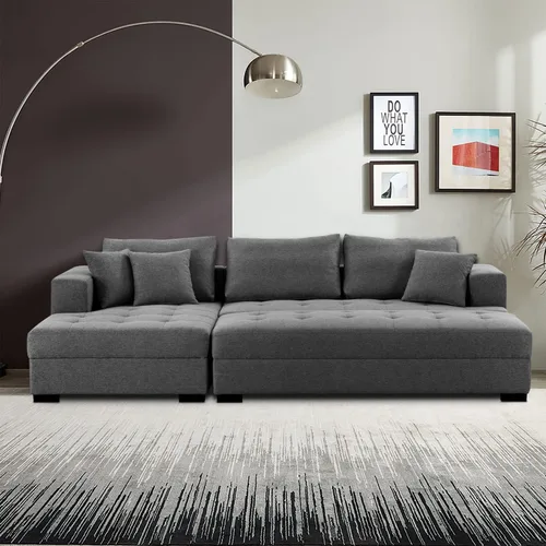 Vista 4 de KEVINSPACE Juego de sofá modular de 3 piezas de 111.5 pulgadas, juego de muebles de sala de estar, sofá moderno con reposapiés, asientos otomanos