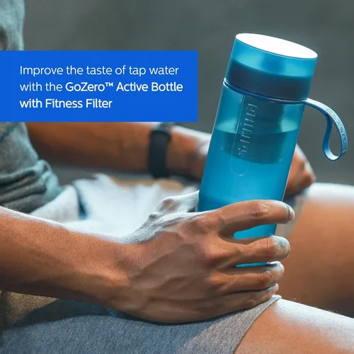 Vista 6 de PHILIPS Water GoZero - Botella de agua activa sin BPA con filtro de agua de río/lago/manantial para senderismo, campamento y fitness, filtro de agua