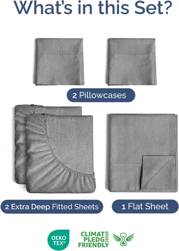 Vista 453 de Extra Deep Twin XL Sheet Set - 3 Piece College Dorm Room - White 01-Blanco