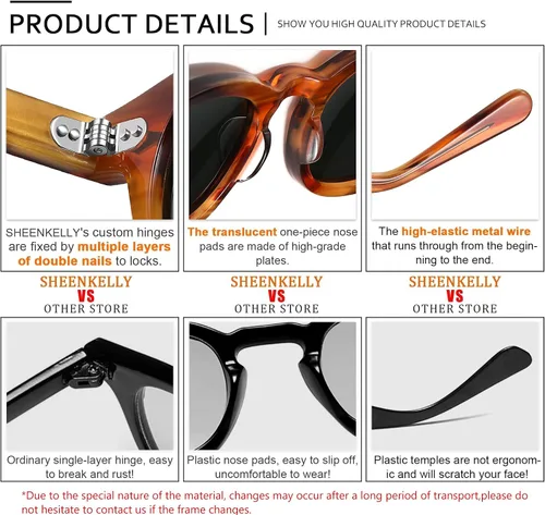 Vista 4 de Gafas de sol polarizadas retro ovaladas de acetato para hombres y mujeres, estilo pirata, capitán Johnny Depp