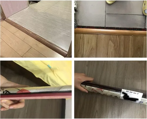 Vista 4 de Tira de transición de piso de madera a azulejos, reductor de umbral de plástico PVC autoadhesivo de 3/4 pulgadas para suelos de vinilo, suelos