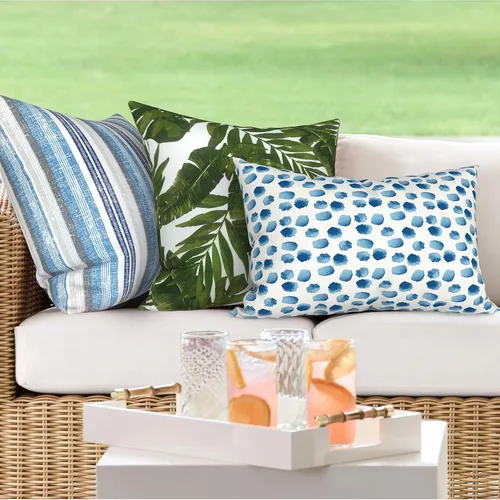 Vista 6 de DYTXIII Paquete de 2 almohadas lumbares impermeables para exteriores con rellenos, 12 x 20 pulgadas, almohada decorativa rectangular para patio