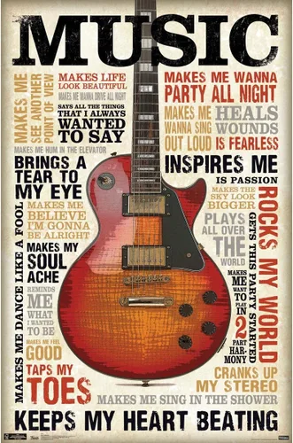 Vista 18 de Trends International Music Inspires Me Wall Poster, 14.725" x 22.375", Barnwood Framed Version