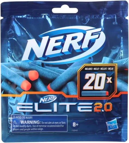 Vista 3 de NERF Elite 2.0 - Paquete de recambio de 20 dardos, 20 dardos de espuma oficiales Nerf Elite 2.0, compatibles con todos los Nerf Blasters que