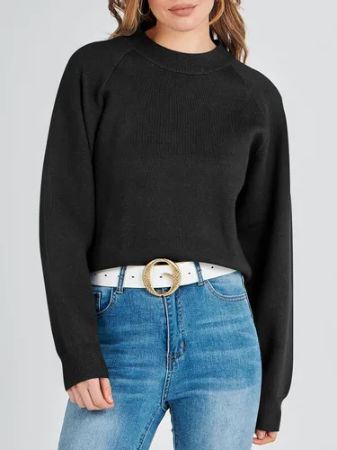 Vista 7 de ANRABESS Suéter de manga larga Dolman de gran tamaño para mujer, cuello redondo, hombros caídos, ajuste holgado, ropa de otoño 2023