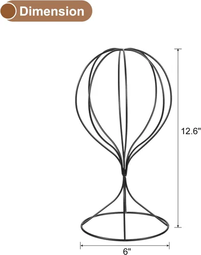 Vista 2 de uxcell Soporte de exhibición de metal para sombreros, paquete de 2 soportes de mesa para sombreros y pelucas, soporte moderno para armario para Negro