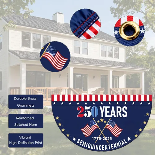 Vista 5 de [Juego de 2] Bandera de Estados Unidos de 250 aniversario, 2 unidades, bandera de jardín estadounidense, diseño de águila patriótica de doble cara