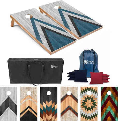 Vista 12 de Tailgating Pros Tablas de Cornhole livianas – Juego de cornhole de 4 x 2 pies con diseño moderno de madera con funda de transporte y juego de 8