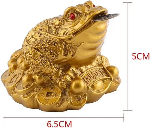 Vista 5 de LIZEALUCKY Feng Shui - Estatua de sapo de dinero, amuleto de la suerte, rana para caja registradora, monedas, riqueza, estatua de la suerte