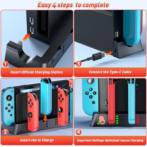 Vista 8 de Estación de carga para consola de juegos PSP compatible con Nintendo Switch y modelo OLED Joy-con, estación de carga para cargar 6 joycons