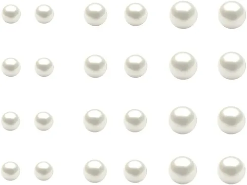 Vista 2 de 12 pares de aretes de perlas blancas y negras