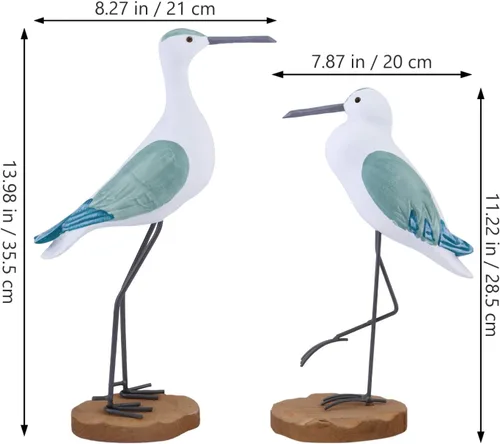 Vista 7 de Sewroro 2 estatuas de madera de gaviota, estatuas de madera de gaviota, estatuas de pájaros, figuras de simulación de aves marinas para centro