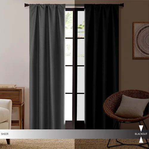 Vista 6 de Dearfoams Juego de 2 cortinas opacas de eficiencia energética, 37 x 63 pulgadas, color negro