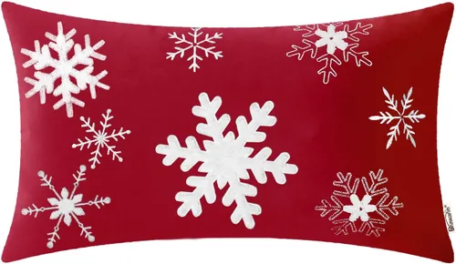 Vista 30 de BRAWARM Christmas Reindeer Pillow Cover 18x18 Black Velvet Embroidered Reno negro