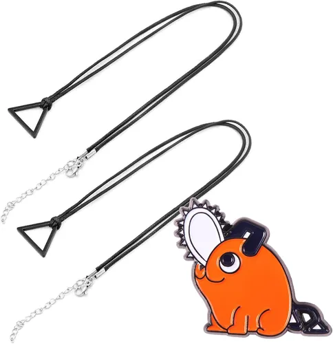 Vista 3 de HUNIGIR Denji - Collar de cosplay de Halloween, accesorios de cosplay de anime, 2 collares + 1 broche