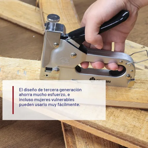 Vista 6 de Pistola grapadora para tapicería resistente, DEWBIN 4 en 1 con 2000 grapas, grapadora manual con ajuste de potencia para muebles, madera, Grapadora