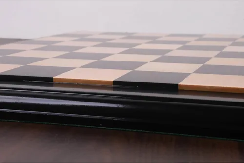 Vista 8 de Tablero de ajedrez de lujo de madera de ébano y arce de 21 pulgadas - Azulejos elevados cuadrados de 2.165 in