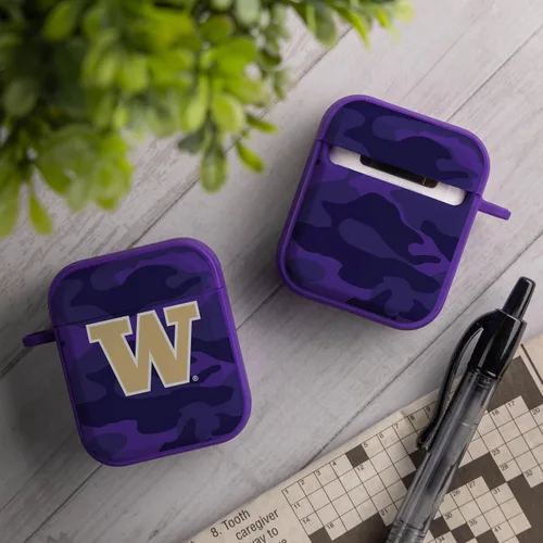 Vista 2 de AFFINITY BANDS Washington Huskies Camo HDX - Funda compatible con Apple AirPods Generaciones 1 y 2